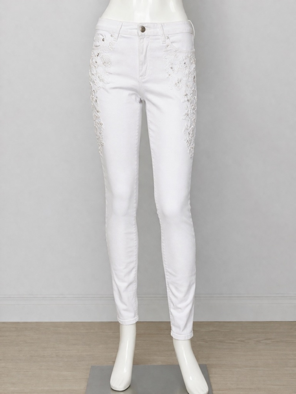 Twin-Set White Embroidered Waist Jeans